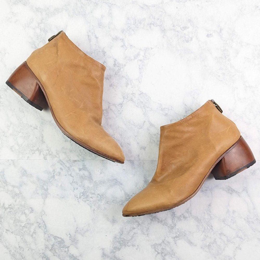 P. Monjo Curved Ankle Boot Todi Caramel Size 36.5